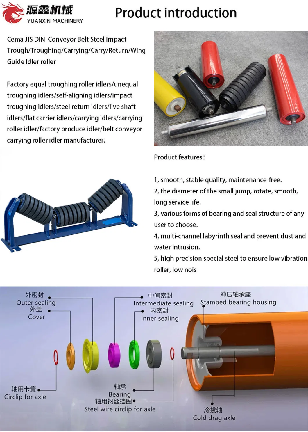 Steel Return Conveyor Roller/Heavy Duty Belt Conveyor Carrying Conveyor Roller/Mining Belt Conveyor Roller Idler