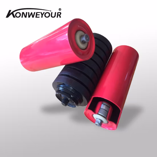 Transportador de correia HDPE Nylon Plástico Aço Autoalinhamento Treinamento Carry Carrier Calha Disco revestido de borracha Impacto Offset Guia de asa de retorno plano Rolo de guirlanda